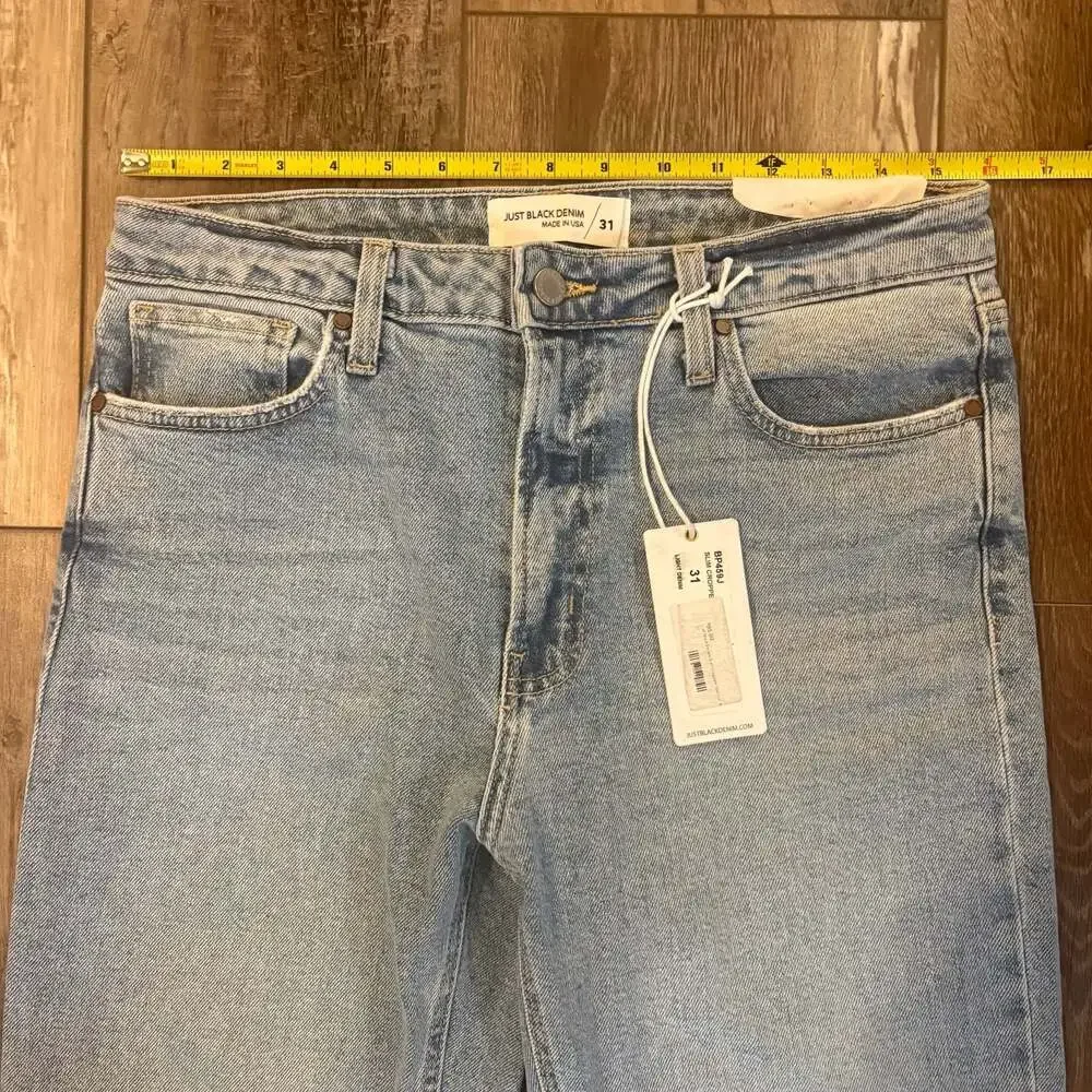 Just Black Denim High Rise Slim Cropped Bootcut Jeans 31 Light Wash NWT - Picture 3 of 7